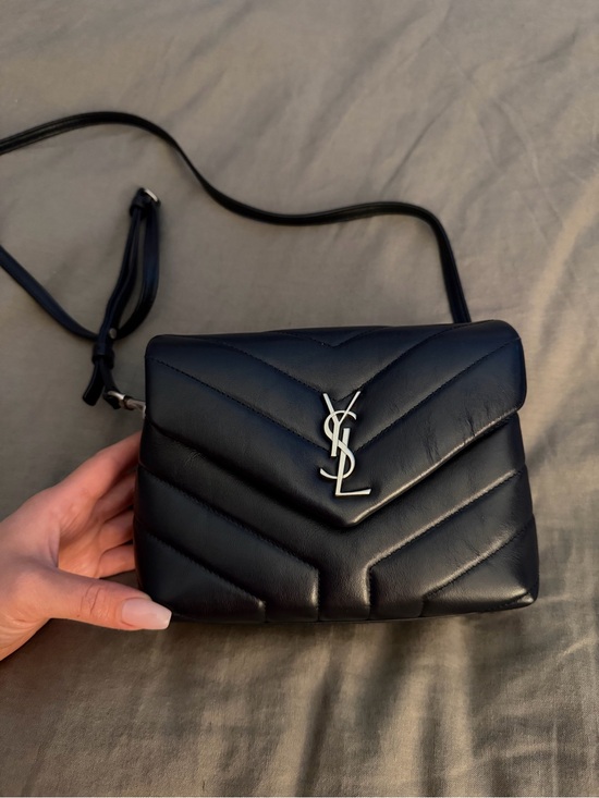Saint Laurent Handbags - Saint Laurent Black Chevron Quilted Leather Crossbody with Silver YSL